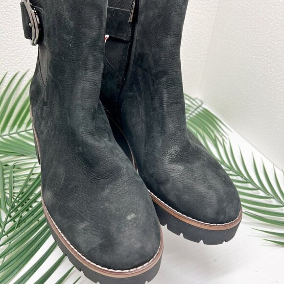 Blondo Dakota Black Leather Waterproof Lug Sole Buckle Ankle Boots 8M Fall - Picture 4 of 11